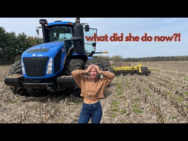 My Girlfriend Drives Our Biggest Tractor and it goes really bad!!