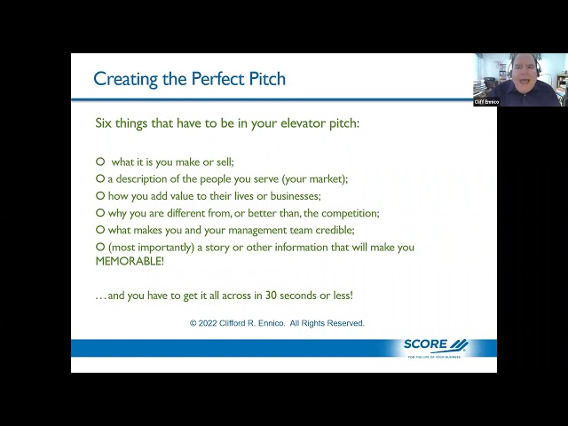 "Your Business Elevator Pitch: How to Sell Your Business Plan to Potential Investors"