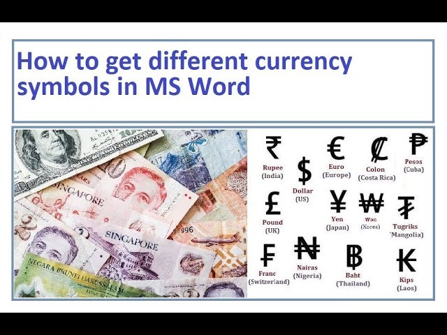How to get currency symbols in MS Word
