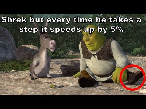 Shrek but every time he takes a STEP it gets 5% faster