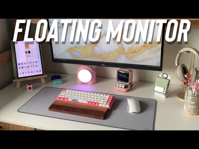 floating monitor set up, no visible cables | desk makeover diaries ep. 5