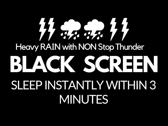 Heavy RAIN with NON Stop Thunder | SLEEP Instantly Within 3 Minutes | Relaxation