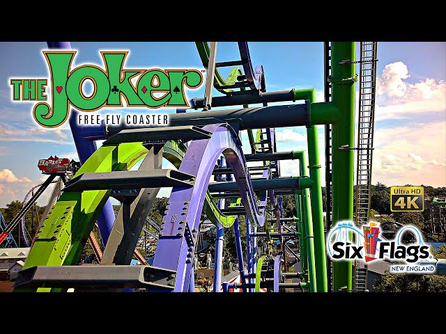 2023 The Joker 4D Free Spin Roller Coaster On Ride 4K POV Six Flags New England
