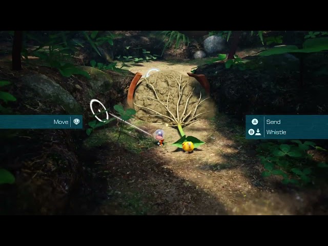 Pikmin 4 Demo | Oatchi removing dirt and a plant blocking the way