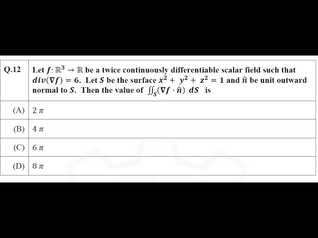 Question on Surface integral using Gauss Divergence Theorem: GATE Exam 2021