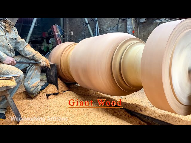 Giant Wood Processing - Skills In Working With Giant Lathes - Woodworking Large Extremely Dangerous