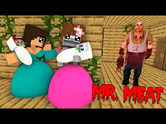 Monster School : FAMILY VS MR.MEAT WIFE AND THEIR BABIES HORROR CHALLENGE - Minecraft Animation