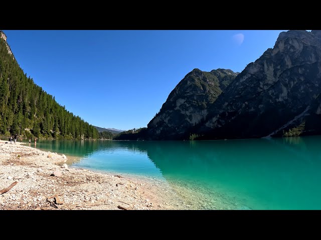 45 minute Indoor Cycling Workout Lago de Brais Dolomites Telemetry Overlay 4K Video