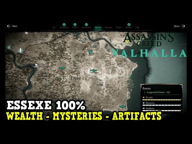 Assassin's Creed Valhalla Essexe All Collectibles (Wealth, Mysteries, Artifacts)