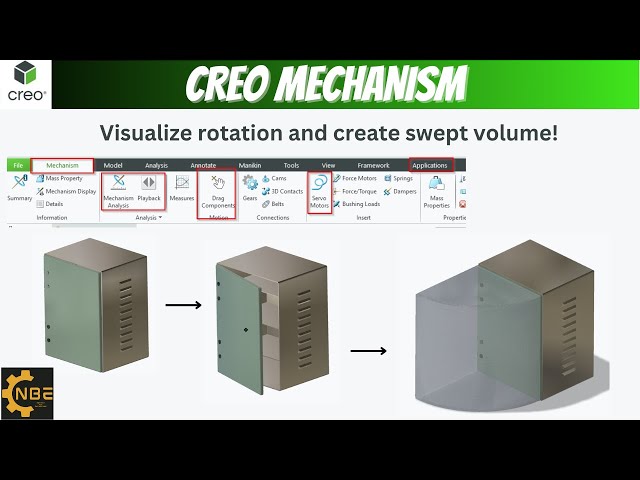 Creo Mechanism tutorial | Motion Envelope | Motion Analysis | Servo Motor