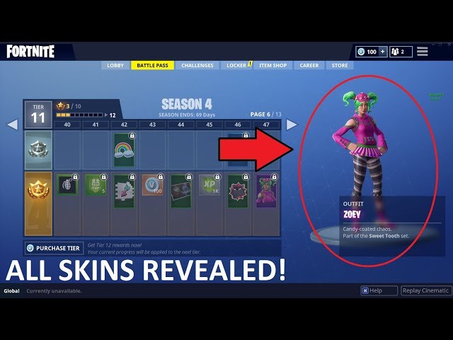 ALL *NEW* SEASON 4 SKINS & TIERS REVEALED In Fortnite: Battle Royale!