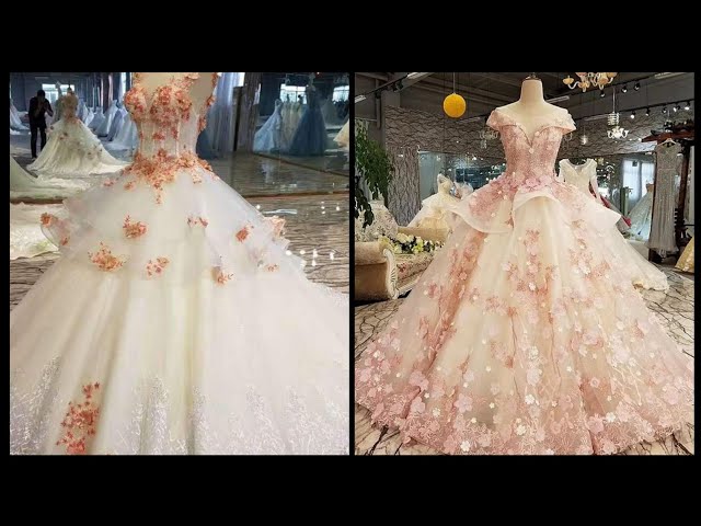 Floral printed decent long gown fancy dresses designs ideas