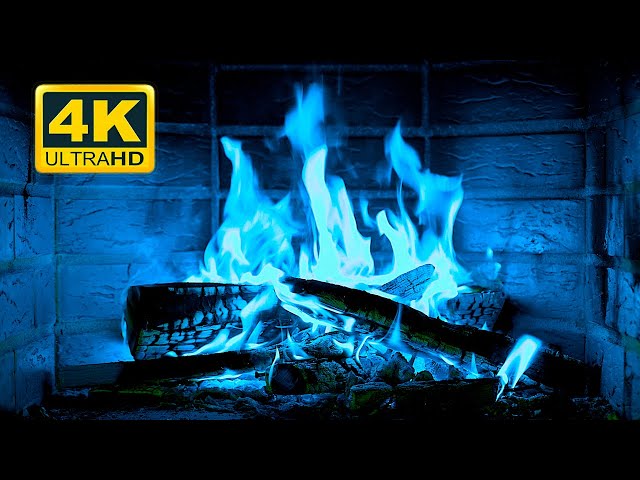 🔥 Beautiful Blue Fireplace Flames 4K! Magic Fireplace Burning with blue flames 4K 60FPS