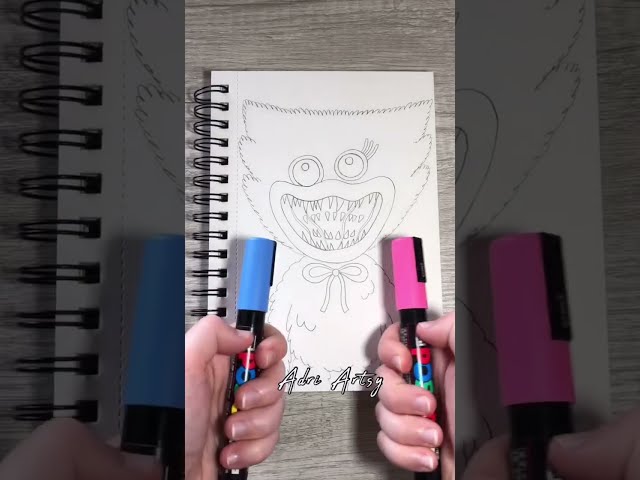 Drawing Huggy Wuggy and Kissy Missy Fusion Effect with Posca Markers!