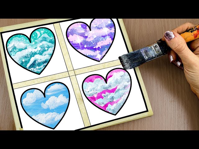 4 Type Of Drawing Clouds｜Easy Cloud Acrylic Painting Tutorial For Beginners｜ Satisfying ASMR