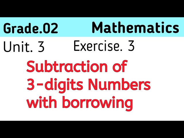 Subtraction  || Exercise 3 || Mathematics Class 2nd.