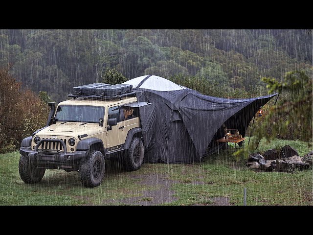 This CAR TENT is perfect for RAIN and STORM [ Solo Camping ASMR ]