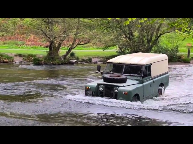 Land Rover Series 2 crossing Tarr Steps ford