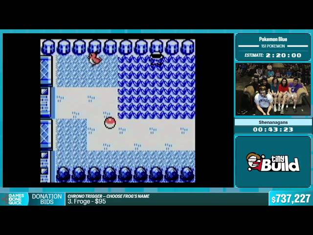 Pokemon Blue (151 Pokemon) by Shenanagans in 1:58:56 - Summer Games Done Quick 2015 - Part 141