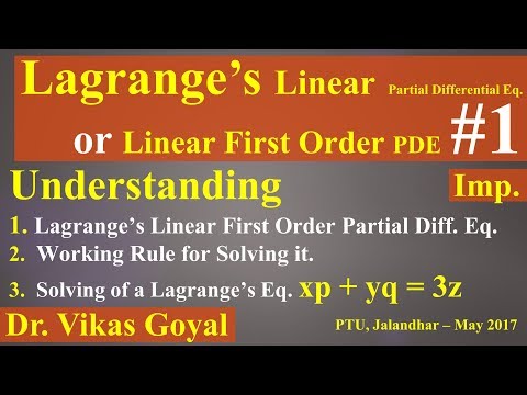 Lagrange's Linear Partial Differential Equation