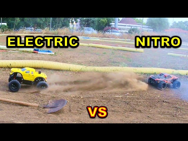 Nitro Gas Powered RC TRUCK VS Electric RC MONSTER TRUCK - Tug of War