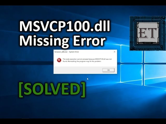 [Solved] How To Fix MSVCP100.dll Missing Error In Windows 11, 10, 8.1, 8, 7 - Easy Fix