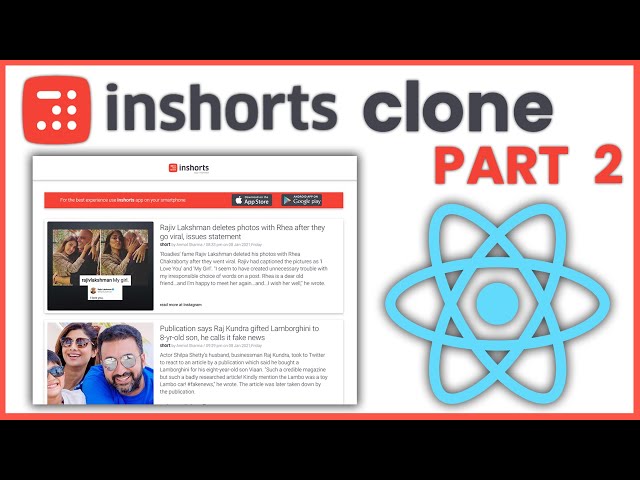 News App in React JS [ PART 2 ] | Inshorts clone | Workshop Day 5 | Material UI | Newsapi