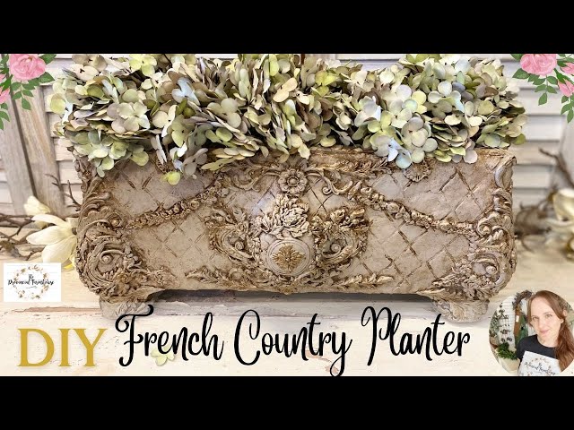 DIY French Country Planter using Redesign & IOD Moulds & Stamps | Garden Decor | Cast Iron Inspired