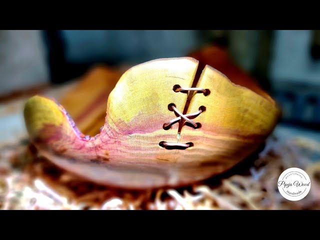 Crafting a Plum Wood Bowl with Live Edge and Copper Wire