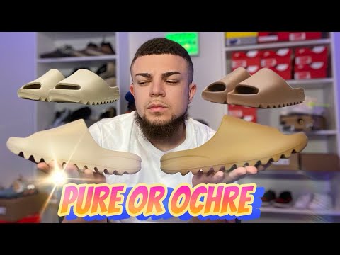 WHICH COLORWAY IS BETTER!? YEEZY SLIDE OCHRE OR PURE? (REVIEW/OUTFIT IDEAS)