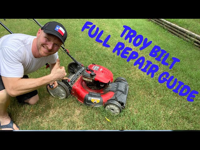 Troy Bilt Lawn Mower Full Repair Video; Carburetor, Oil Change, Blade, Air Filter, Spark Plug