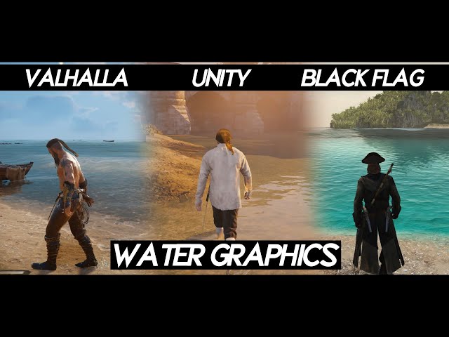 AC Valhalla "WATER GRAPHICS COMPARISON" VS AC Unity VS AC Black flag | PC 2021
