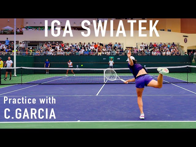 Iga Swiatek & Caroline Garcia Practice [Indian wells 2024]