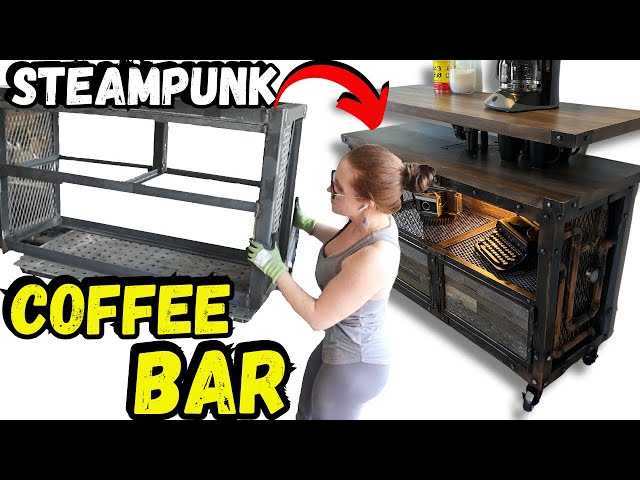 WE BUILD A STEAMPUNK INDUSTRIAL COFFEE BAR // DIY // HOW TO