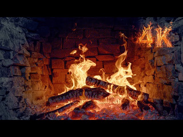 Relaxing Fireplace Burning 4K & Crackling Fire Sounds 🔥 BEST Fireplace for Relaxation, Sleep, Study