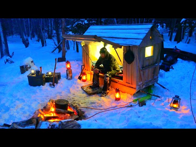 Snowmobile Camper with Off Grid Heater- Surviving the Night in -18C / 0F Temperature!