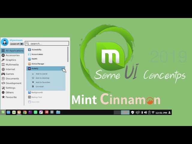 Linux Mint Cinnamon UI concept 2019 Made with Shotcut video editor + Gimp