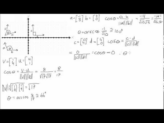 Determine orthogonality and angles between vectors