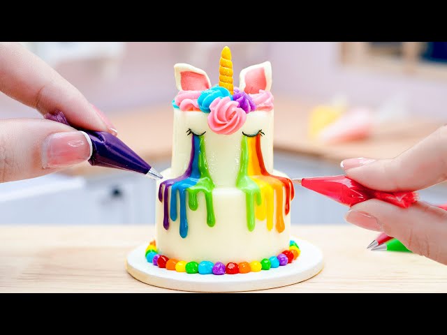 Fantastic Miniature Rainbow Unicorn Cake Decorating 🦄 The Most Colorful Cake Decorating Tutorials