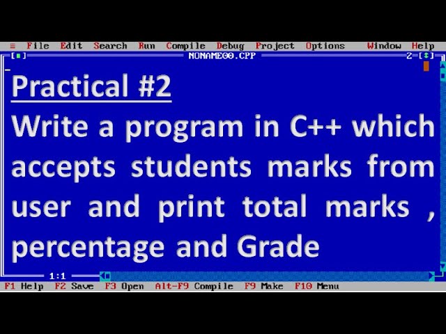 Write a program in C++ which takes sub marks  from user and print total marks , percentage and Grade