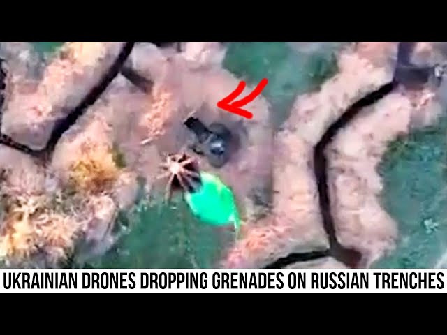 Ukrainian quadcopter drone destroys Russian mortar in their trenches