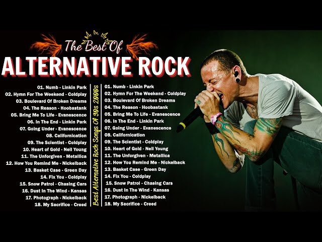 Linkin Park, 3 Door Down, Metallica, Nirvana, Coldplay, Creed - Alternative Rock 90's 2000's Hits
