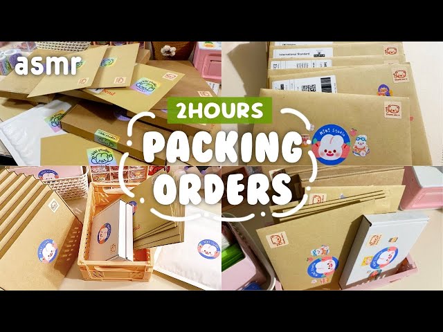 [2hours ASMR] packing orders with me / cute Korean sticker shop / packing asmr / packaging asmr