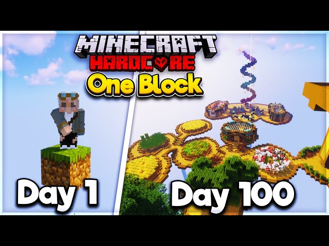 I Survived 100 Days on ONE BLOCK in Hardcore Minecraft.. Here's What Happened..