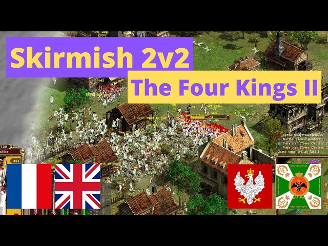 Cossacks 2 2v2 Skirmish: The Four Kings II | France + Britain vs Russia + Poland | Very Hard