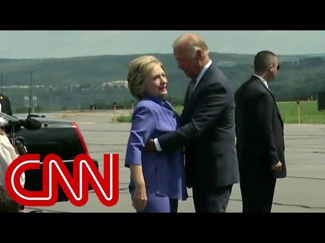 Watch Joe Biden give an endless hug to Hillary Clinton