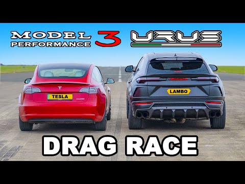 Lamborghini Urus v Tesla Model 3: DRAG RACE