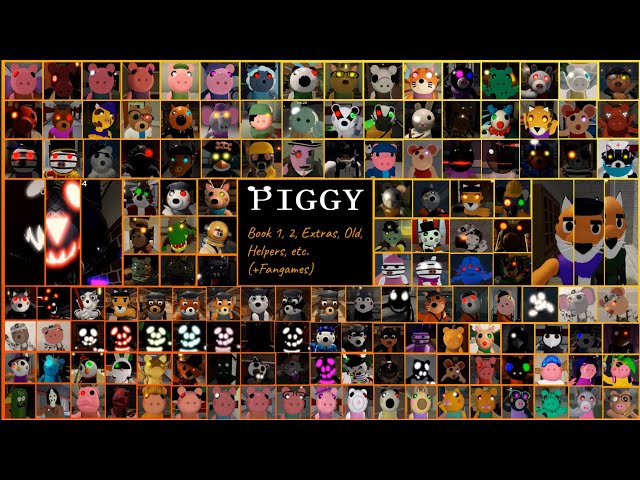 Piggy Book 1, 2, Extras, Old design/Sounds Jumpscares, Traps, and others + Fangames (As of Breakout)