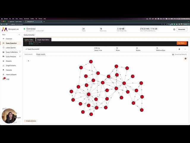 Persistence, large-scale algorithms and visualization in NetworkX with Memgraph