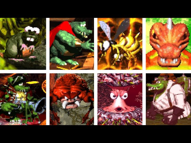 All Donkey Kong Country SNES Trilogy Boss Fights - DKC 1, 2, 3 (No Damage) + All Endings